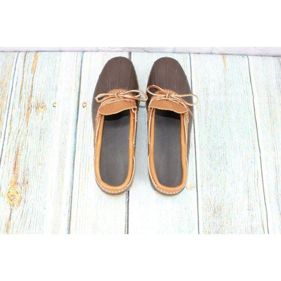 LL Bean  Brown Leather Slip On Low Gumshoe Ankle Duck Boots Size 14 N - Picture 7 of 9